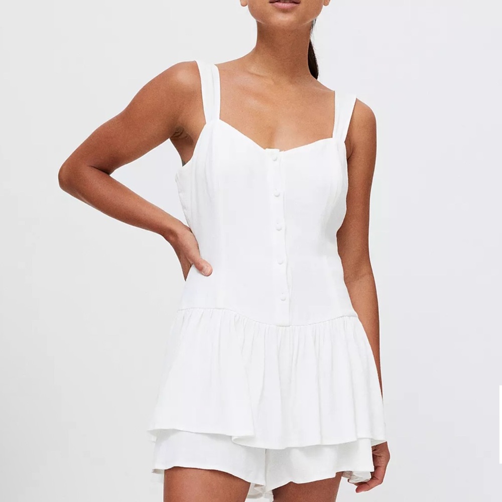 Women Sleeveless linen Blend Romper - Picture 3 of 13